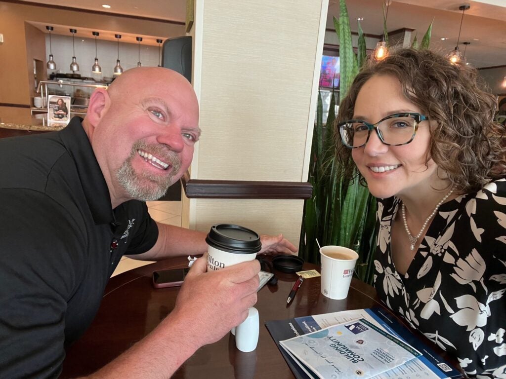 Allen and Kari at breakfast before their conference
