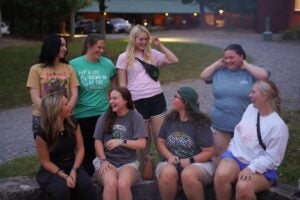 BOLD scholars at a campfire