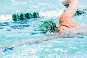 A Marshall University swimmer practices for an upcoming meet. 