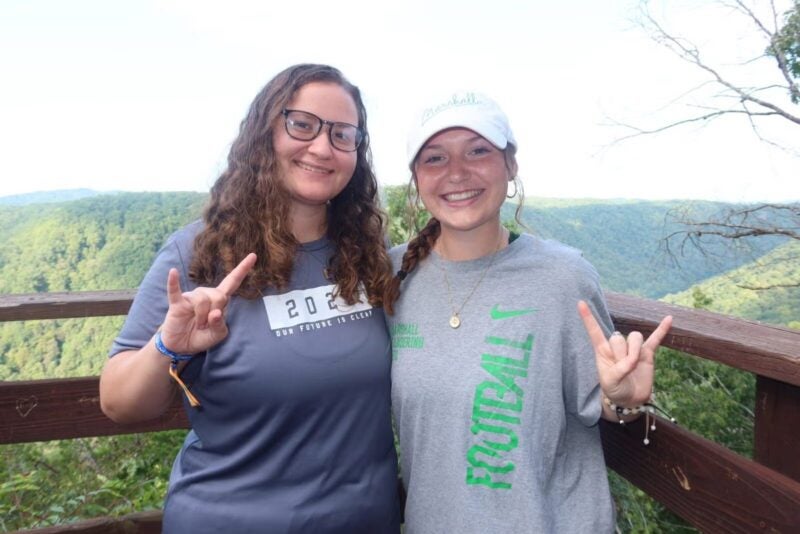 Jackie and Sarah Wazelle at the New River Gorge doing the 