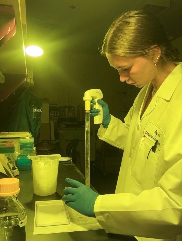 Laney Fletcher works in a laboratory