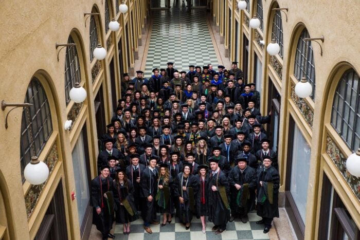 Marshall University School of Pharmacy's inaugural class at their graduation in 2016
