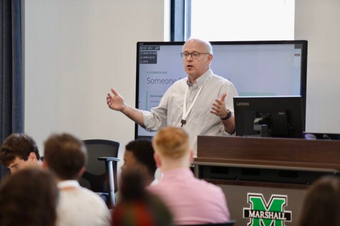 Dr. David Wiley teaches a class at Marshall in 2025