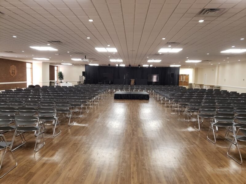 Image of the Don Morris Room set up for ceremony