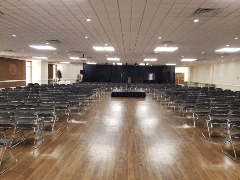 Image of the Don Morris Room set up for ceremony
