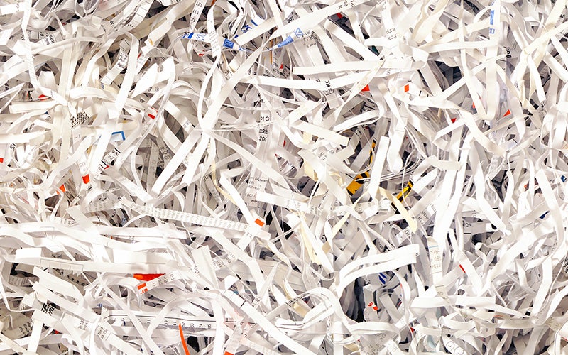 A pile of shredded paper