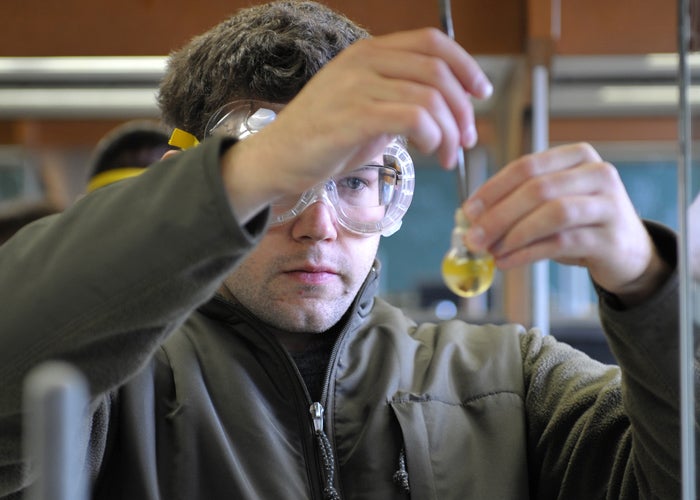 Marshall student in lab