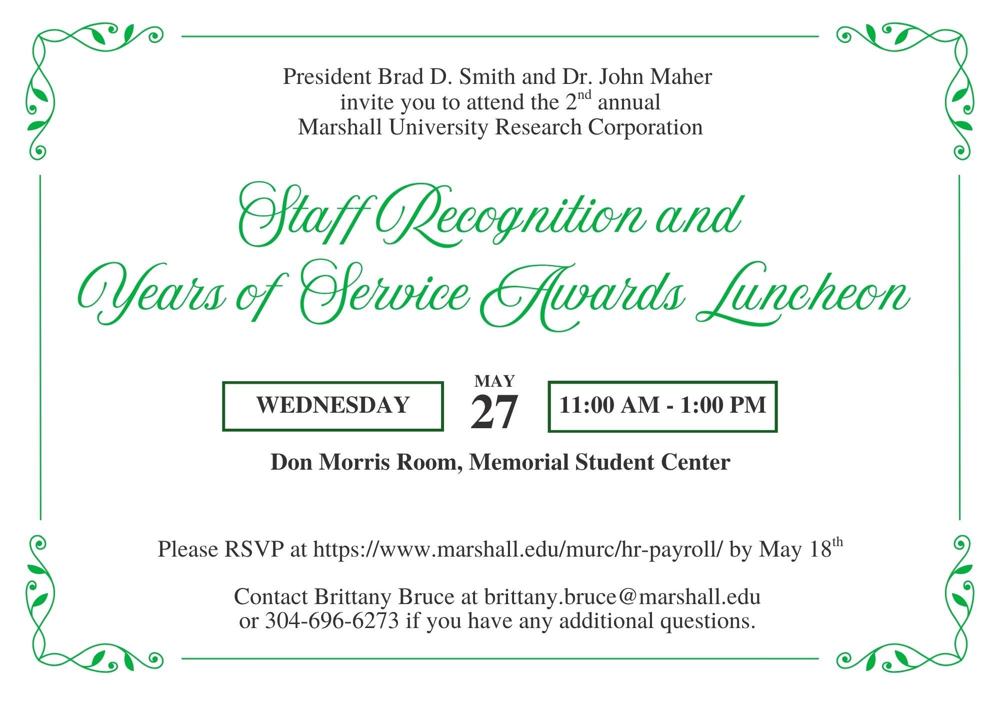 Staff Recognition and Years of Service Awards Luncheon
