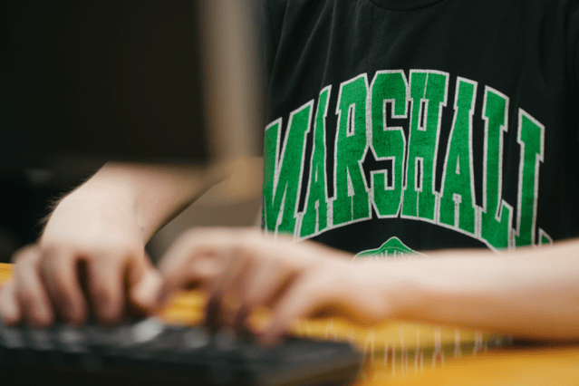 typing on computer