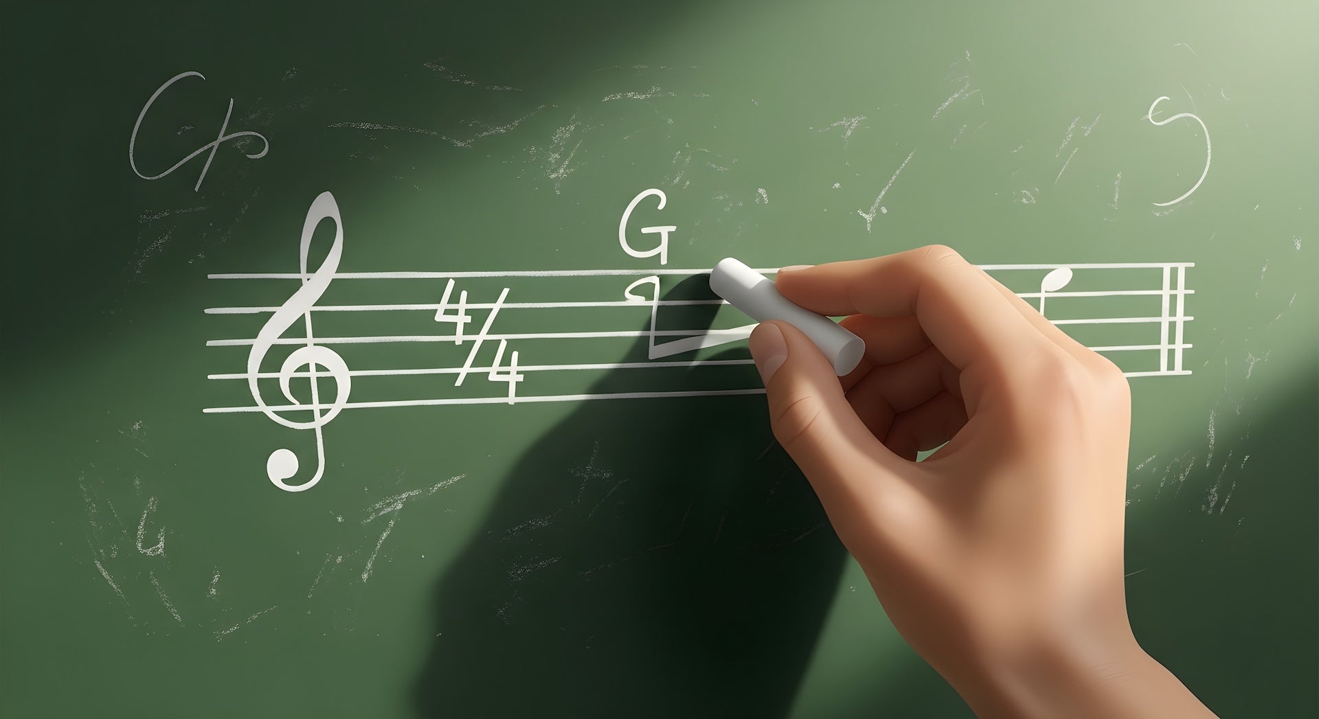 Image of music notes on chalkboard