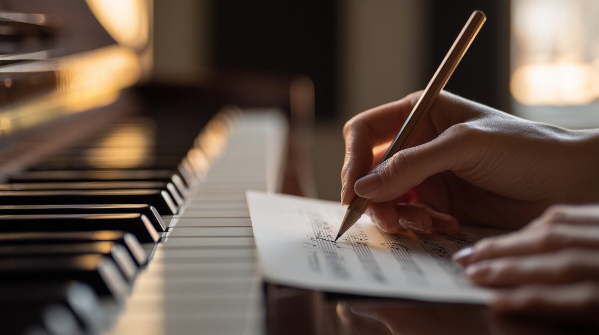 Image of someone writing sheet music