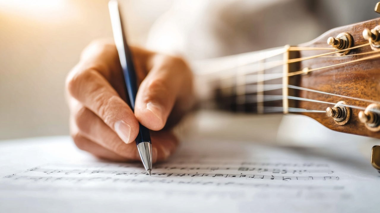 image of someone composing musc