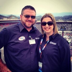 Landon Owen and his wife Jennifer at Bristol Motor Speedway
