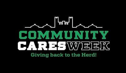 Community Cares Week graphic in green, white and black