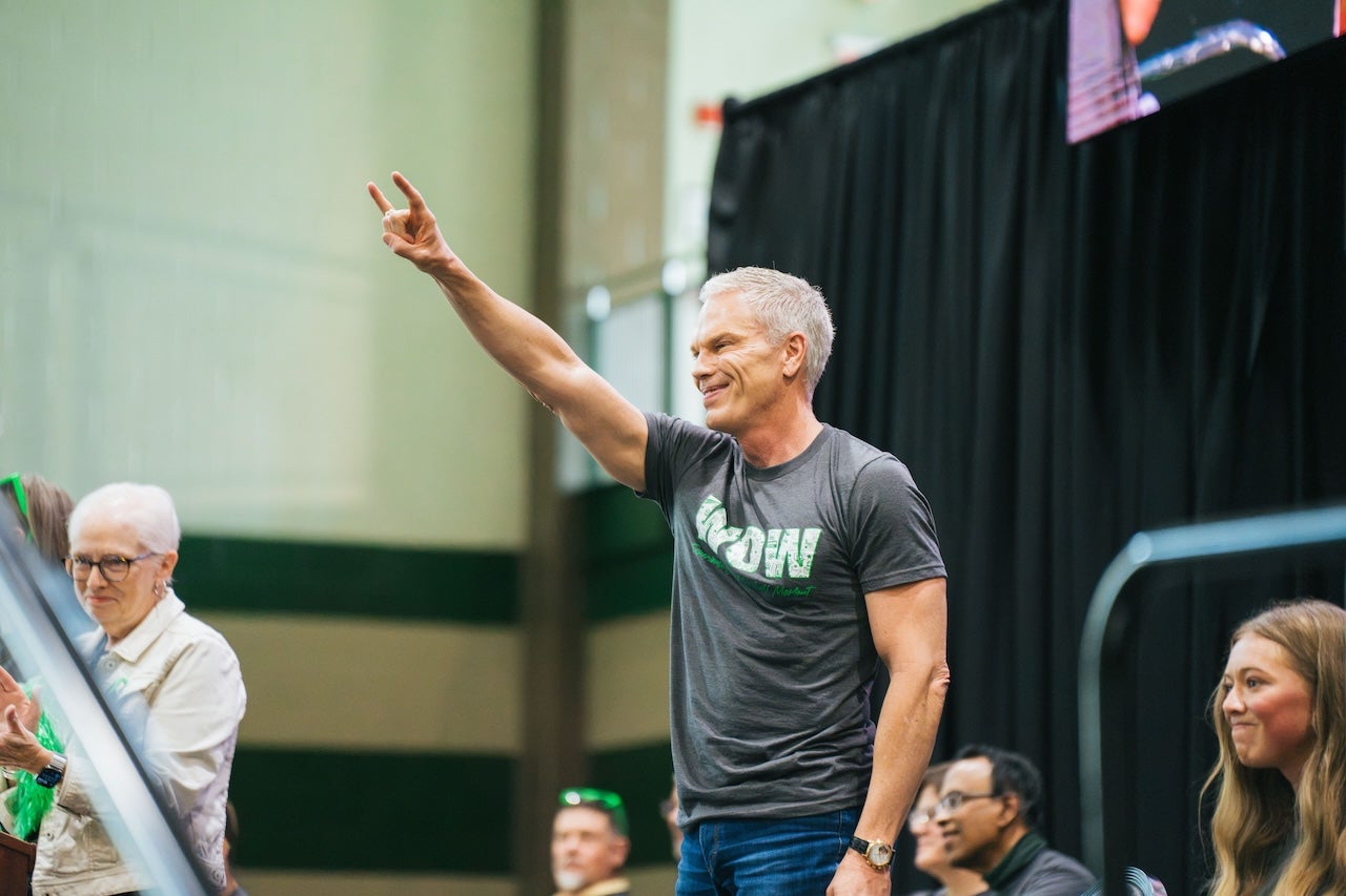 Image of President Smith at Convocation during WOW