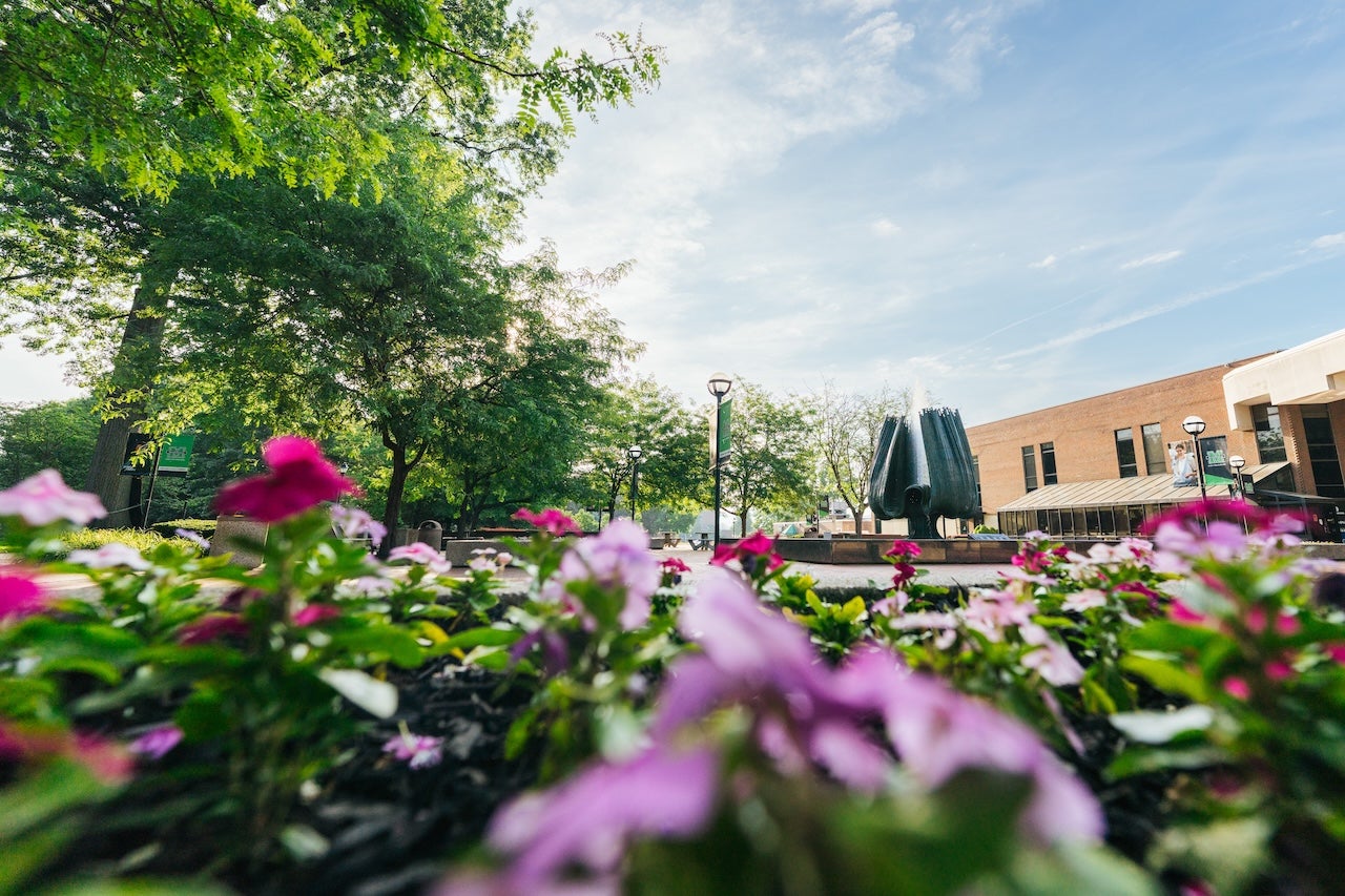 Image of plaza in the summer time