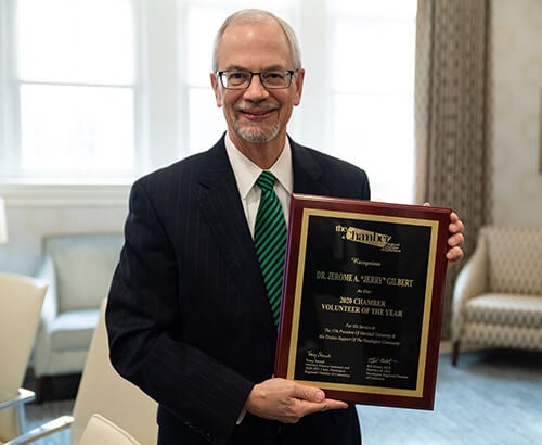 Jerome Gilbert with Huntington Chamber Award, 01-29-21