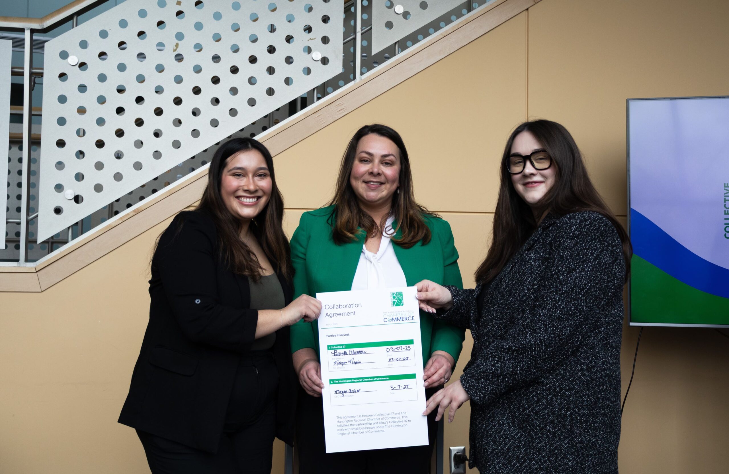Chamber of Commerce president and two members of Collective 37.
