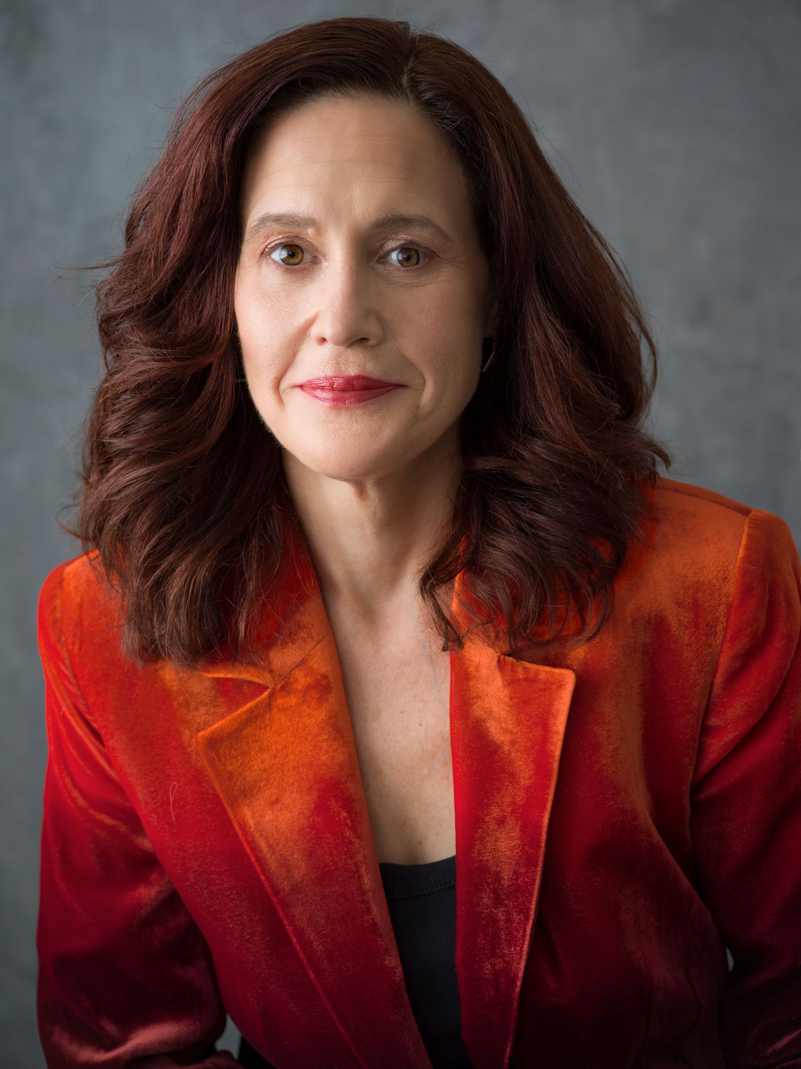 Woman in red jacket