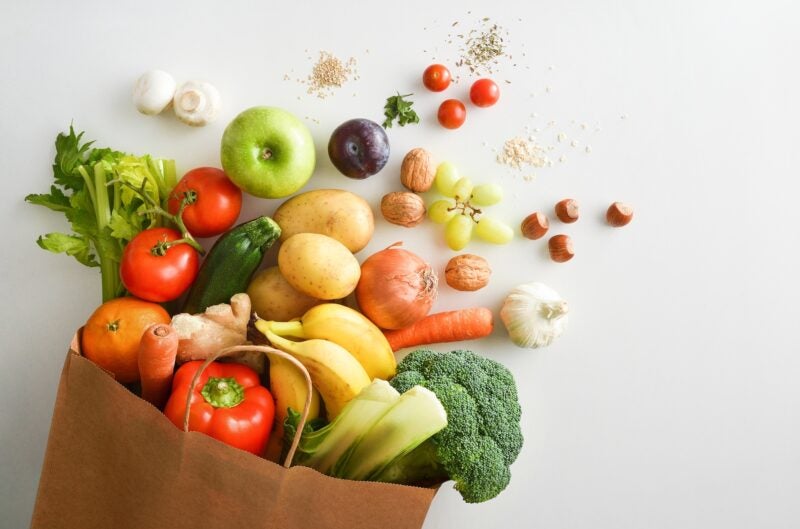 Image of vegetables spilling from bag