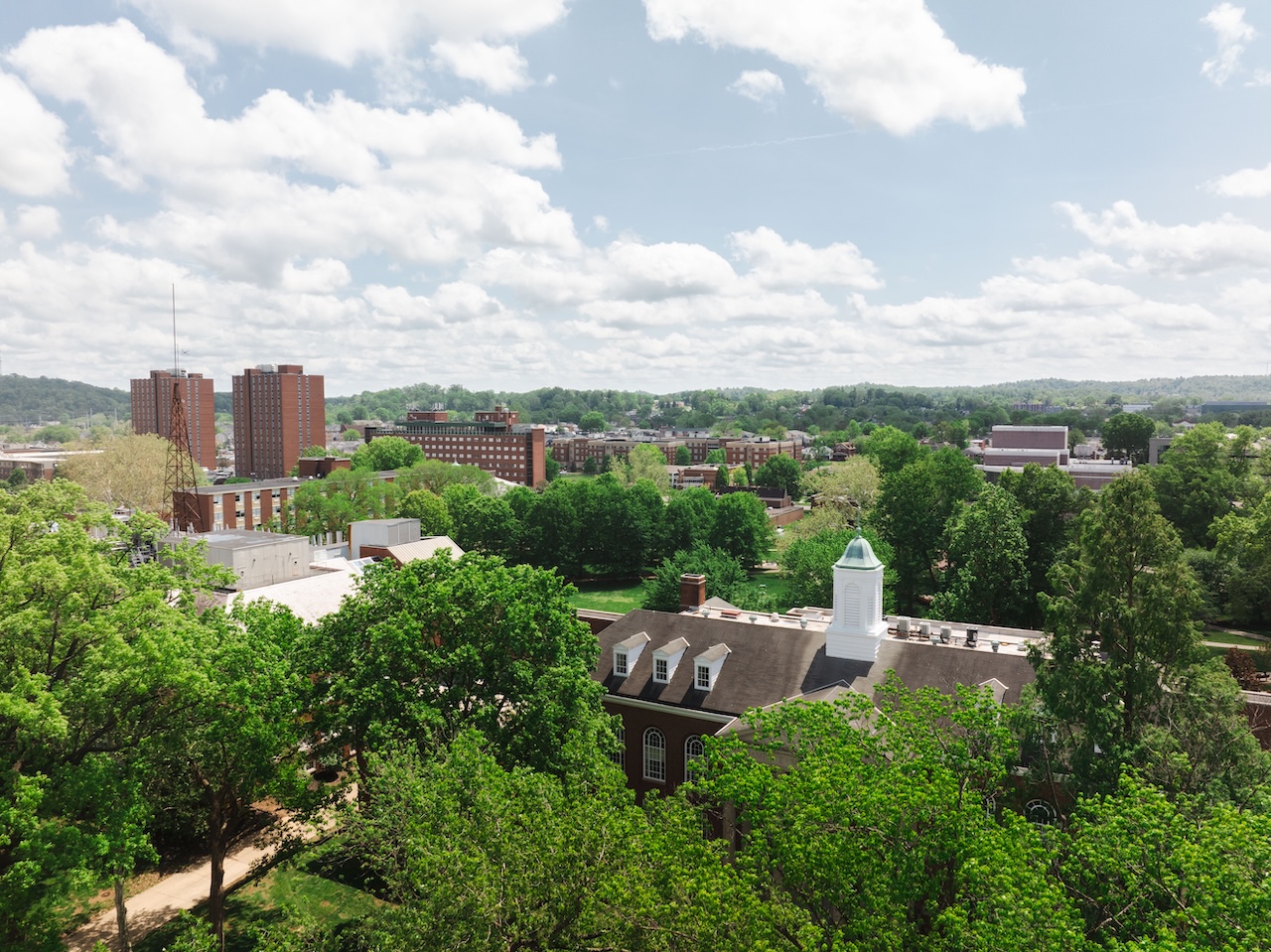 image of drone shot of campus