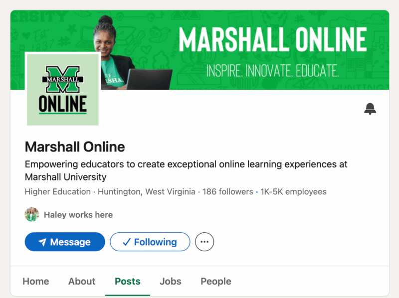 Marshall online LinkedIn page screenshot