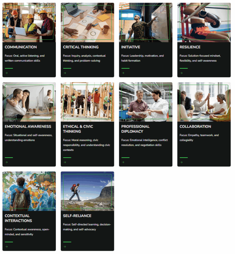 Tiles of the Durable courses with course titles and smiling people in various scenarios
