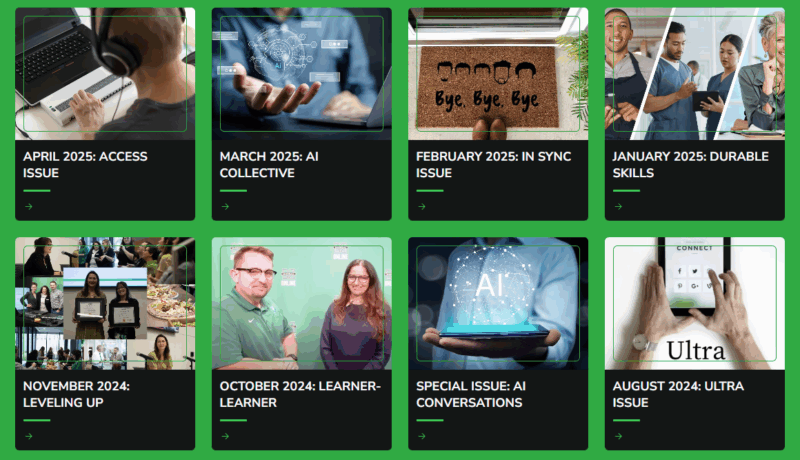 screenshot of 8 issues of newsletter