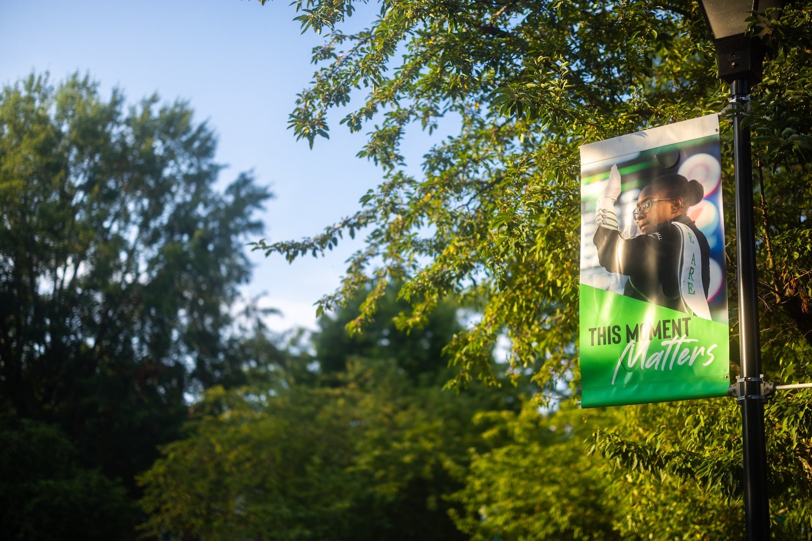 banner on campus reading "This Moment Matters"