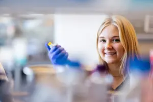 student working in a lab