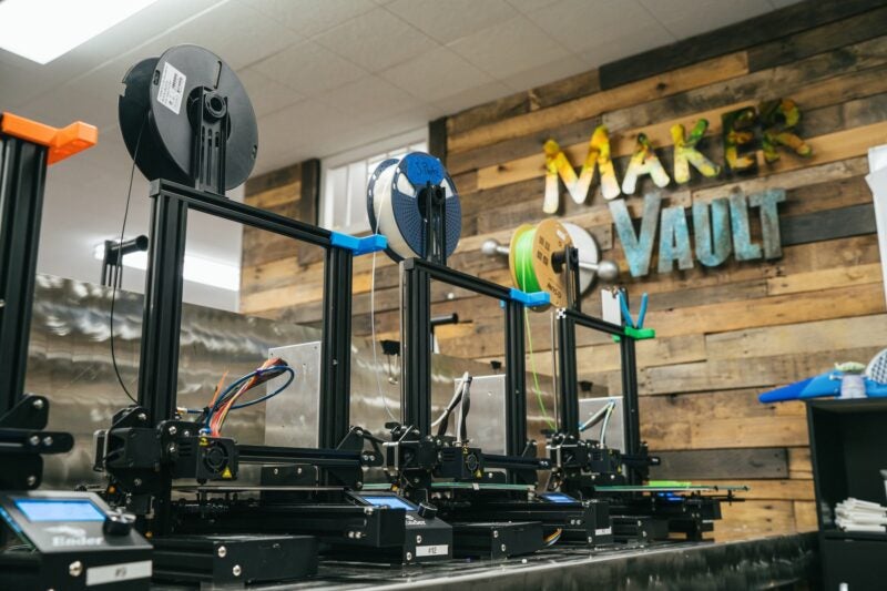 3-D printer machine in the maker vault at MAMC