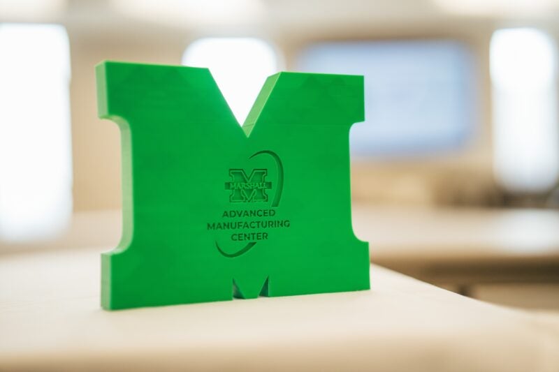 Marshall Advanced Manufacturing 3-D printed block M