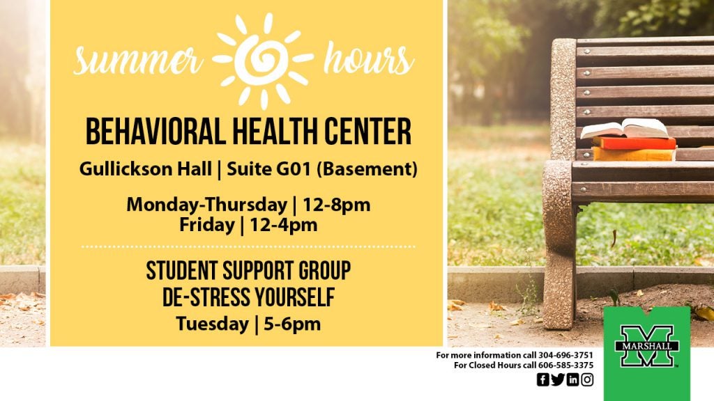 Marshall University Behavioral Health Center Summer Hours Social Work