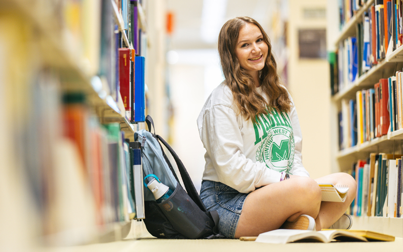 Student studies in the Library at Marshall University