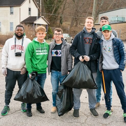 photo of students performing community service