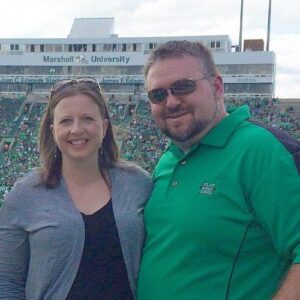 Jennifer and Landon Owen at a Marshall Football game