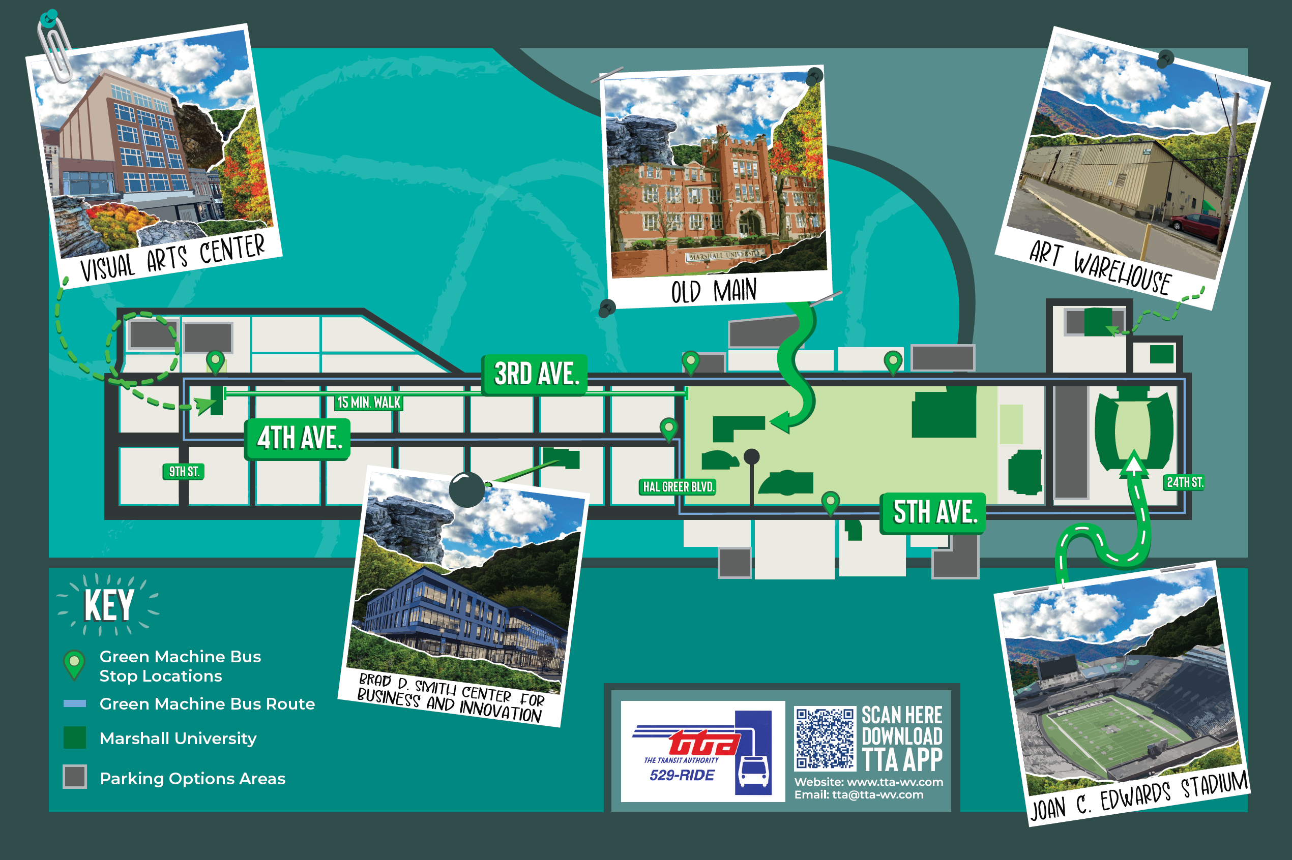 Graphic map illustrating art facilities