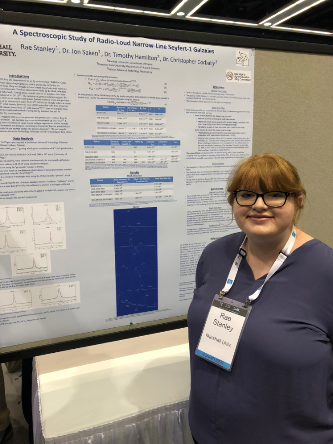 Photo of Rae Stanley in front of research poster