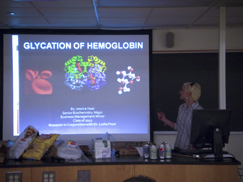 Jessica presents research that she will perform in the Frost lab at the Kick-off Symposium.