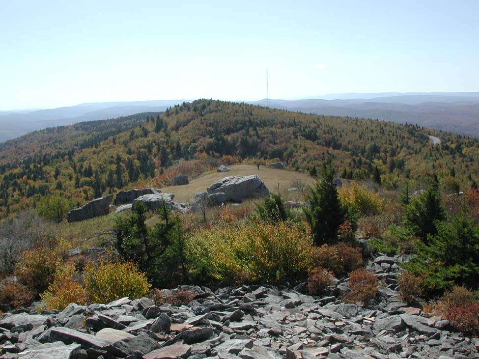Spruce Knob, Axis of Stony River Syncline to NE