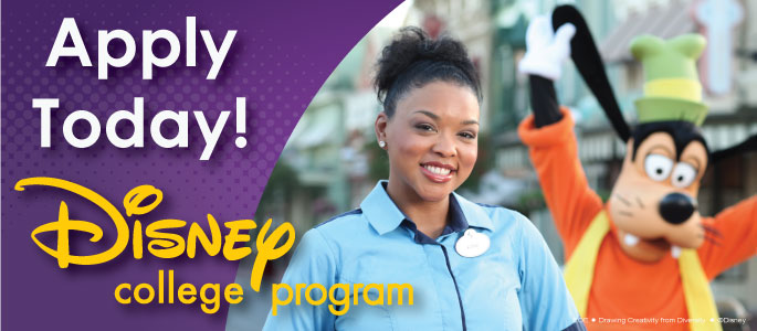 Graphic for Disney College Program, saying Apply Today!