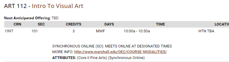 Synchronous Online (SO): Meets online at the designated times.