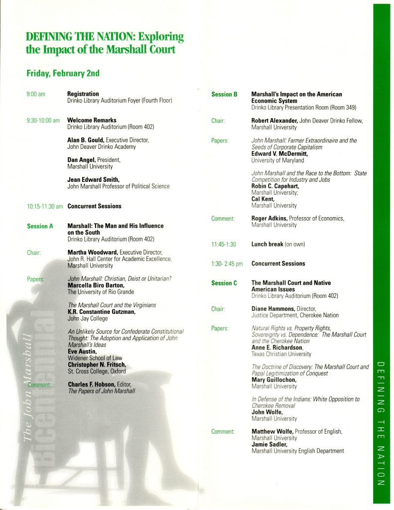 Image of the John Marshall bicentennial program