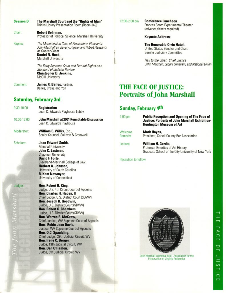 Image of the John Marshall bicentennial program