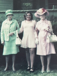 Charlotte Chapman poses with her grandmothers on her graduation day; May 1974