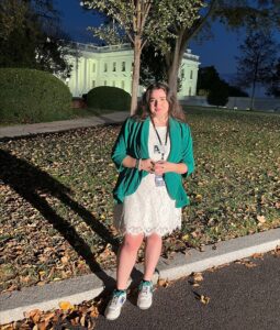 Emma Johnson stands outside of The White House in Washington, D.C.