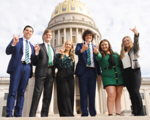 Haley Prather outside of the WV State Capitol during Marshall Day at the Capitol
